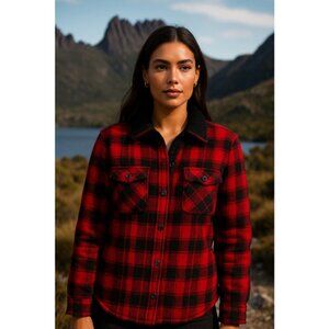 Weatherproof Plaid Sherpa Fleece Jacket Red Black Buffalo Plaid Cozy Autumn Soft